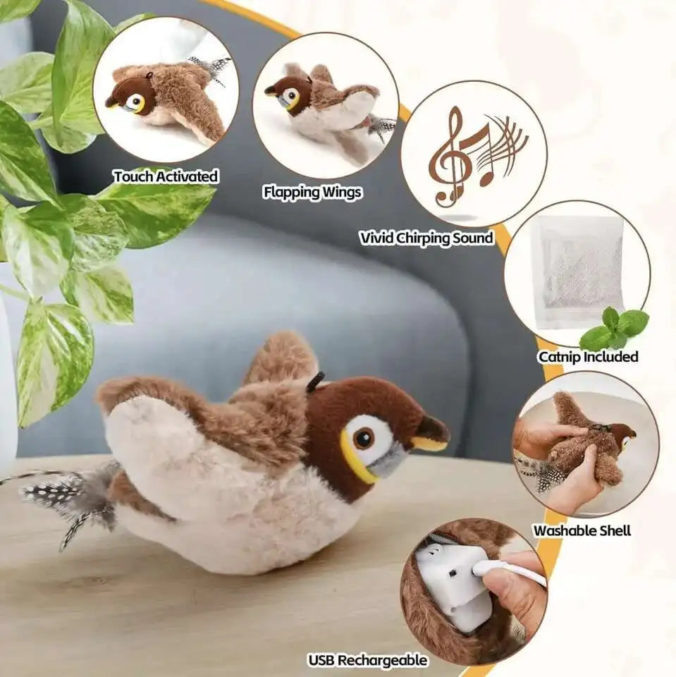 MeowMeadows™ Interactive Flying Bird Toy