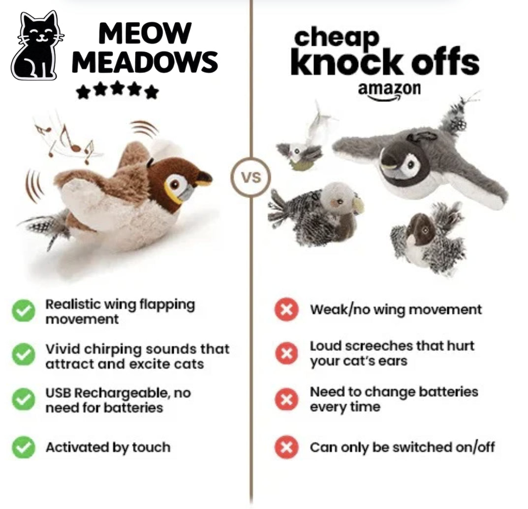 MeowMeadows™ Interactive Flying Bird Toy